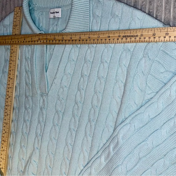Lottie Aritzia Light Blue-Green Cable Knit Sweater L - Picture 8 of 9